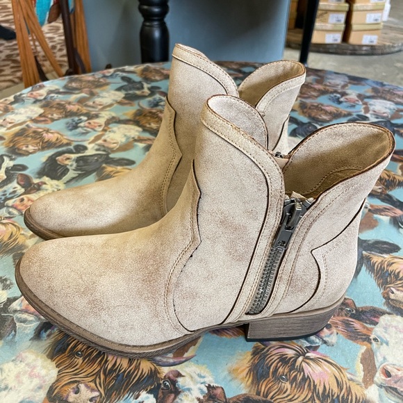 Nude leather booties - Picture 2 of 5